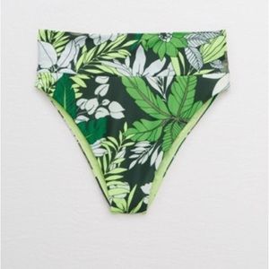 AERIE HIGH CUT CHEEKY BIKINI BOTTOM in sycamore